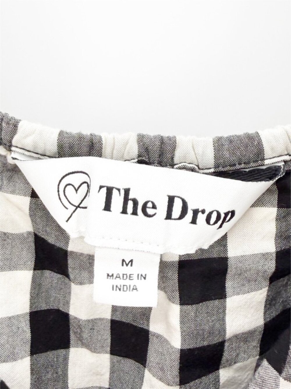 The Drop Anaya Square Neck puff sleeve Black White Gingham sundress Maxi Dress M - Picture 6 of 13